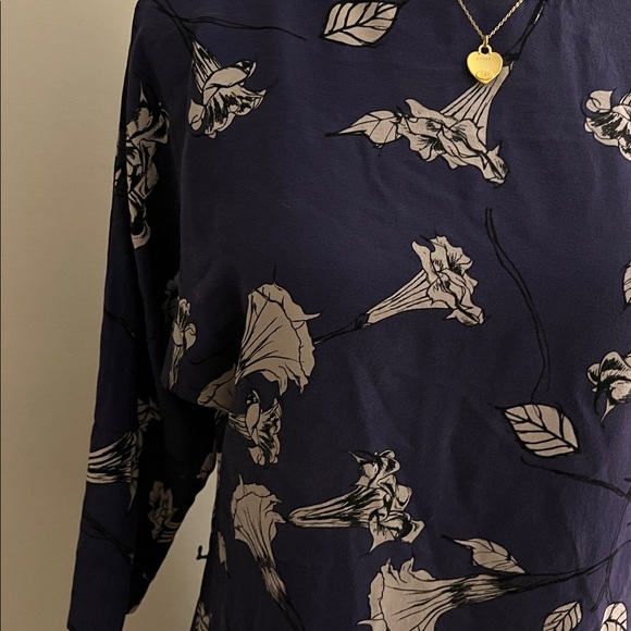 Babaton Navy Dress with White Floral Print - Picture 10 of 11